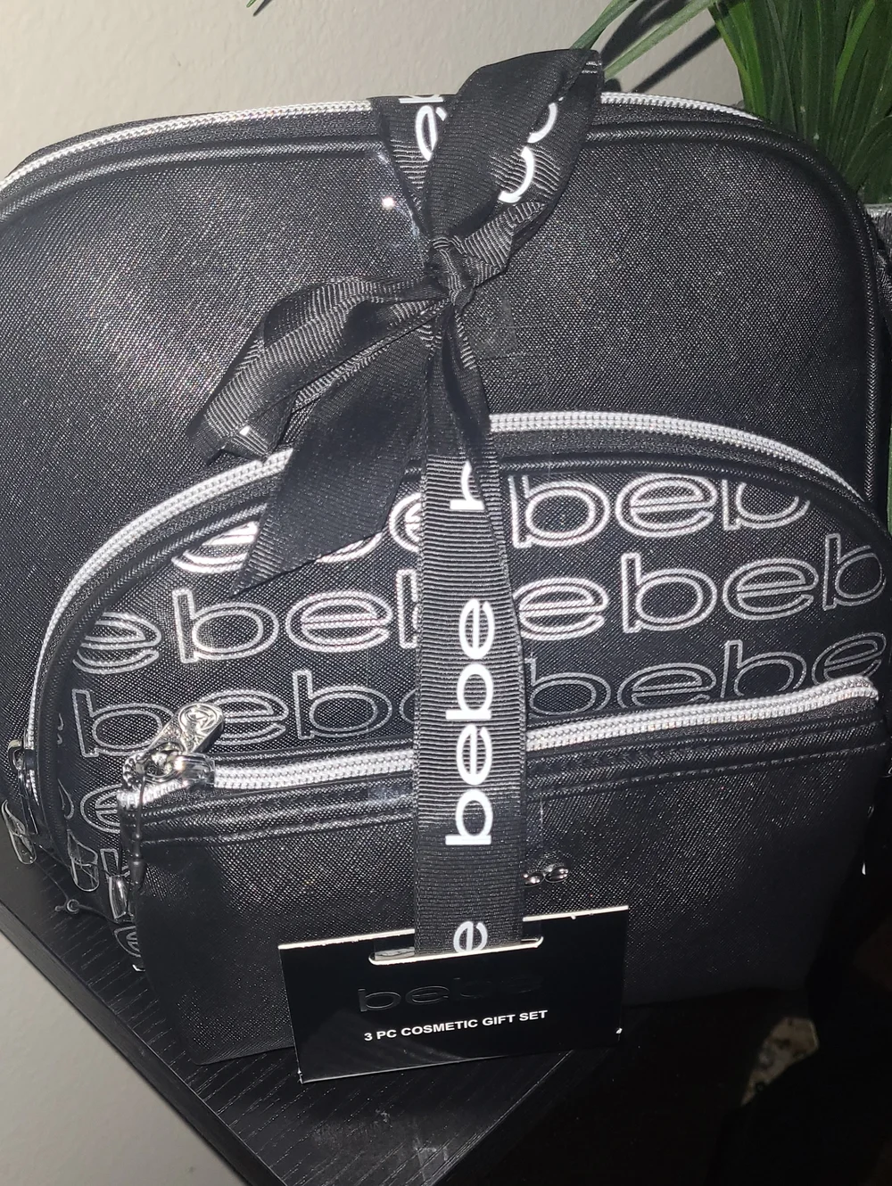 bebe Black Logo Mini Backpack & Cosmetic Pouch Set